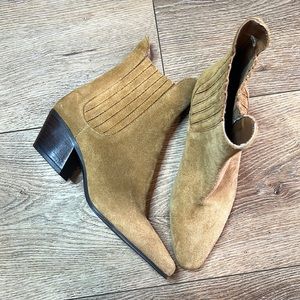 Zara Brown Suede Western Ankle Boots Size 36/6
